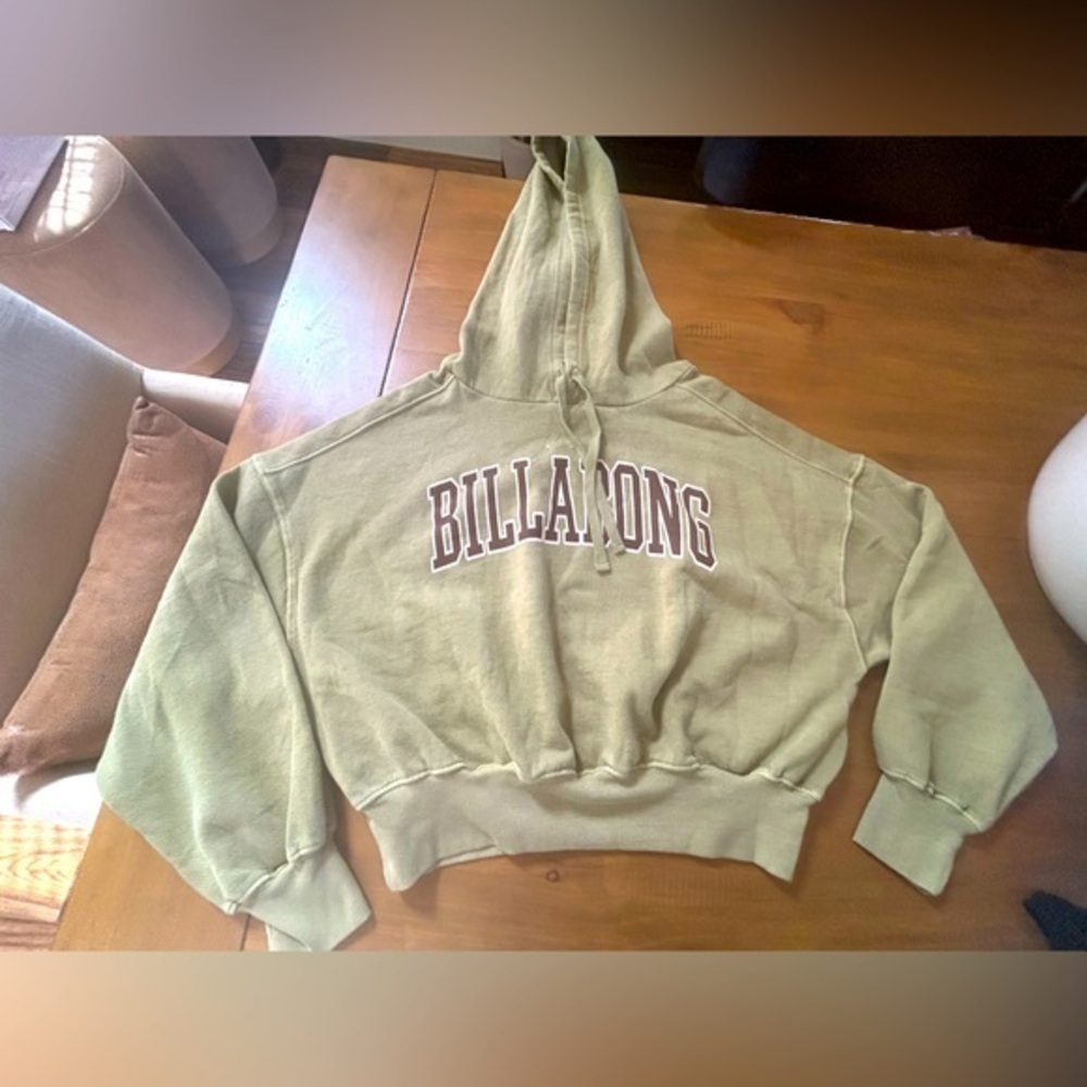 Billabong Olive Green Cropped Hoodie with Logo